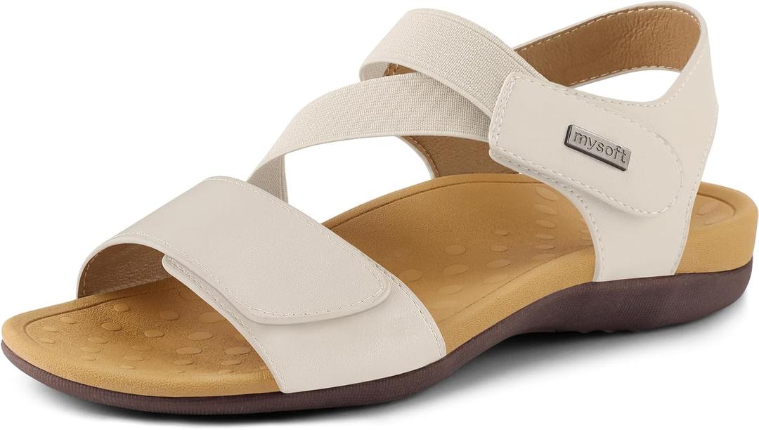 mysoft Women's Arch Support Sandals Orthotic Comfortable Walking Sandals Lightweight Adjustable Summer Outdoor Shoes, Size 7.5