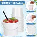 SiliFine 100 Pack Plastic Rum Buckets for Drinks, 17 OZ Cocktail Buckets with Lid and Straw, Reusable Smoothie Bucket, Ice Cream Pails for Halloween Football Parties Bar