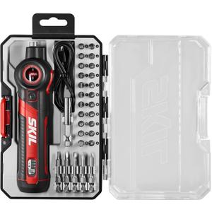 SKIL Twist 2.0 Rechargeable 4V Screwdriver with Pivoting Head, Torque Setting, USB-C Charging Cable, 28 PC Bit Set & Carrying Case- SD5619-02