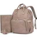 Premium Vegan Leather Diaper Bag Backpack with Waterproof Changing Pad  Reinforced Stitching & Zippers, Baby Bag for Boy Girl, Stroller Straps, Ergonomic Design for Traveling Moms, Taupe