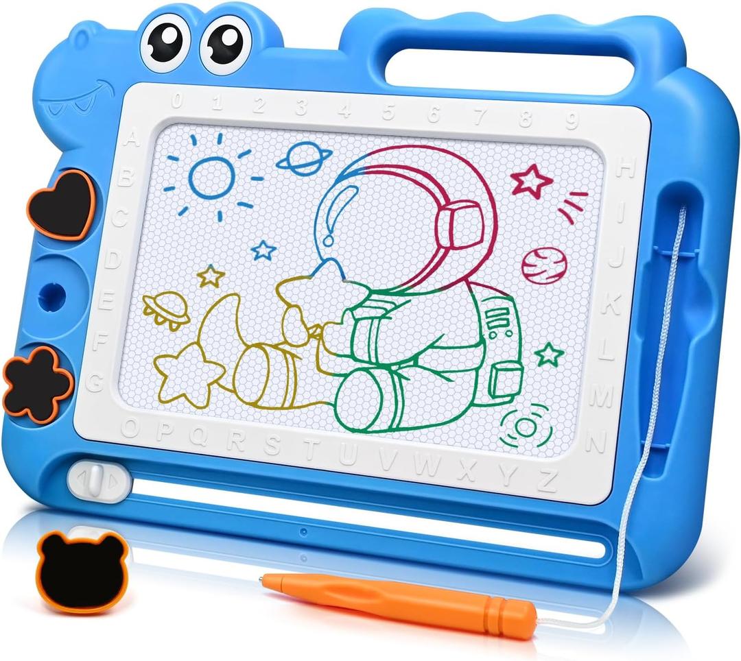 AiTuiTui Magnetic Drawing Board Toddler Toys Gift for Girls Boys, Color Sketch Writing Scribble Doodle Pad Travel Games, Educational Learning Kids Toys for Birthday or Easter (Blue)