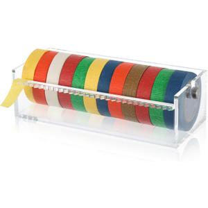 Acrylic Washi Tape Dispenser Washi Tape Organizer Sticker Roll Cutter, Acrylic Multi-Roll Washi Tape Organizer and Storage Holder for Crafting Gift Wrapping Painting Projects Art Creation and Daily