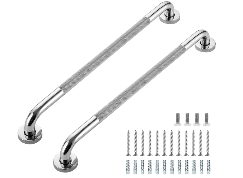 Grab Bars for Shower, 24 Inch Shower Handle, 2 Pack, Polished Nickel
Grab Bars for Bathroom, Stainless Steel, Anti-Slip Textured Grip, 1-Inch Diameter, Wall-Mounted Safety Support for Seniors