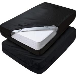 Mattress Bags for Moving and Storage, Heavy Duty Queen Mattress Bag with 4 Strong Handles, 100% Waterproof Mattress Cover/Protector for Moving Queen Size 2 Pack, Reusable Thick Tarp, Black