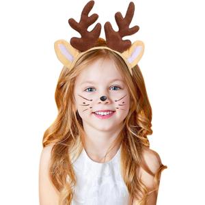 Reindeer Headband Adult for Christmas Cosplay Party Accessories - Women Reindeer Antler Hair Hoop Festive Headpiece Costume Accessories Plush
