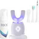 Ultrasonic Toothbrush for Adults - Automatic Electric Toothbrush with Soft Bristles & 30s Timer Rechargeable Portable Design with Wireless Charging Waterproof & Washable for Travel & Home Use (White)