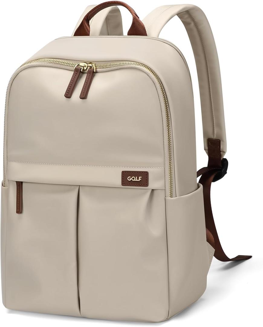 GOLF SUPAGS Laptop Backpack with Separate Laptop Compartment Water Resistant Computer Backpacks Fits 15 Inch Notebook Travel Work Bags for Women (Apricot)