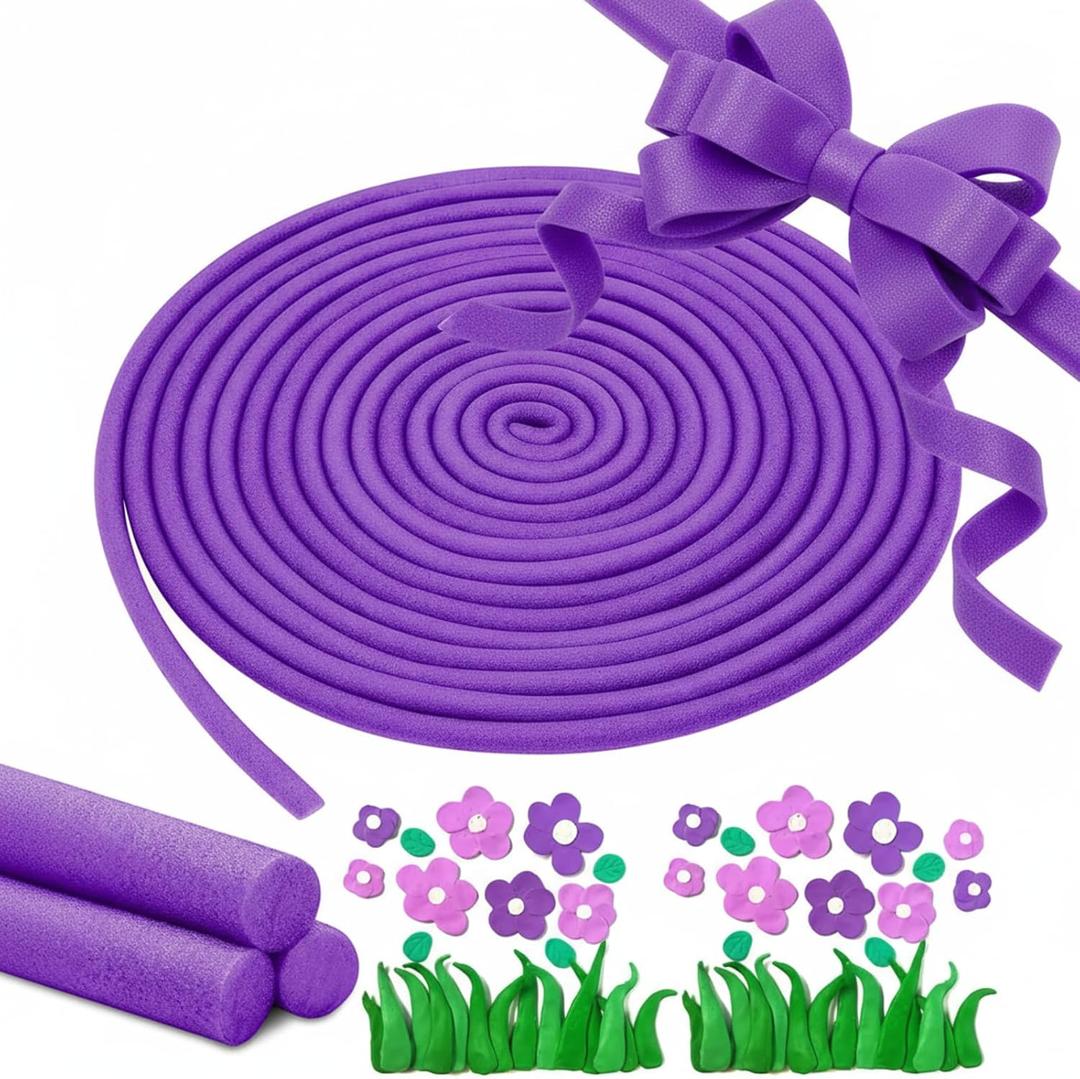 Frienda 5/8 Inch x 40 Ft Light Purple Foam Noodles for Crafts Versatile Pool Noodles Foam Tubes Cylinder Rods for Modeling, DIY Arts and Crafts Supplies