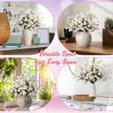 XunYee 24 Pcs White Artificial Chrysanthemum Flowers, Faux Silk Mums with Flexible Stems Neutral Fake Kiku Pompon for Spring Easter Vase Floral Fillers Wedding Home Table Decor