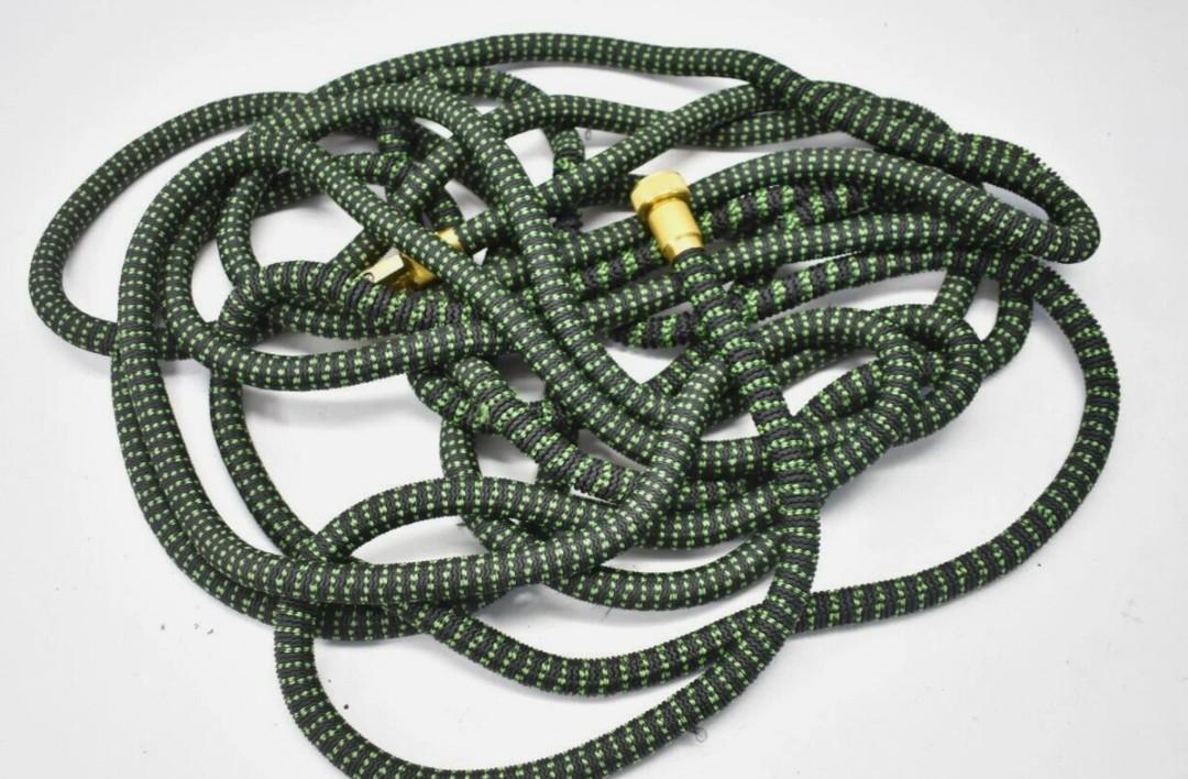 50' Expanding Garden Hose w Brass Ends 3/4" Adjustable Black/Green Kink Free