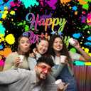 Avezano Glow Neon Birthday Backdrops Glow in The Dark Happy Birthday Party Background Decorations Colorful Graffiti Splash Paint Banner for Kids Birthday Supplies(7x5ft)