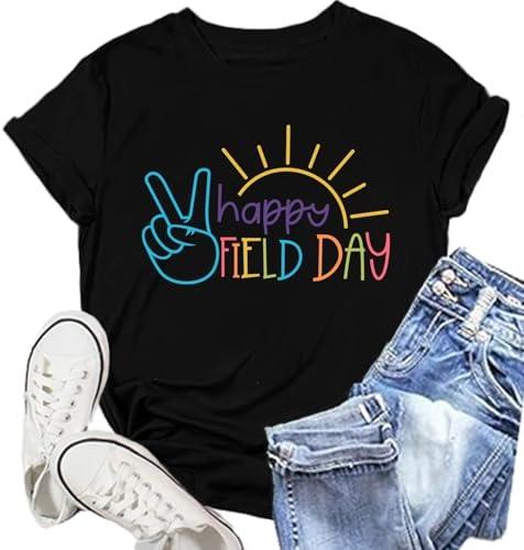 NEWKA Field Day Shirt Women Filed Day Vibes Tshirts for Teacher School Team Buliding Tee Tops S