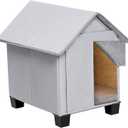 Outdoor Dog House, Elevated Foldable Dog Cave Bed with Removable Plush Mat for Small Dogs and Cats Up to 15.7 Inches Long