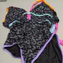 popvil Women One Piece Swimsuit 2026 Tummy Control Sexy Cutout Neon Color Block Bathing Suit Slimming Adjustable Swimwear (Black, L)