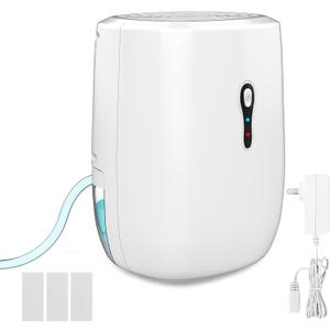 Dehumidifier with Drain Hose. Litever Small Portable Dehumidifier. Auto-OFF. Drain Hose for Continuous Drainage. Effective for Small Bathroom Pantry Closet Basement Wardrobe safe RV Trailer Camper
