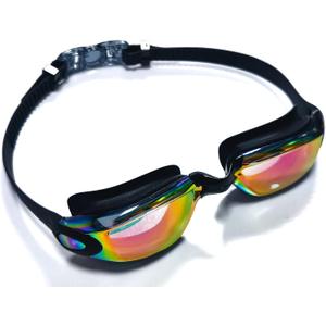 Professional swimming goggles, black frame, adjustable swim strap, training
