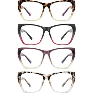 3 Pack Reading Glasses Blue Light Blocking for Men Women,Butterfly Frame Computer Readers with Spring Hinges,Anti Glare Eyestrain +2.0