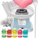 Retro Cotton Candy Machine with 5 Jars (11oz Each) Floss Sugar, 50 Paper Cones, Easy Cleanup Cotton Candy Maker, Durable Retro Design, Makes 2030 Servings per Jar, BPA & Lead Free