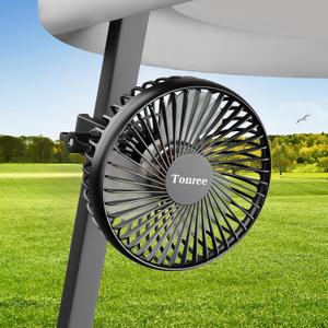 Golf Cart Fan, Portable USB Clip Fan for EZGO, Club Car, Yamaha, 3700rpm Hi-velocity and Low Noise, 3 Speed, 360 tilt, 10sec Quick Mount, Waterproof, for Travel Camping Outdoor Car Home RV