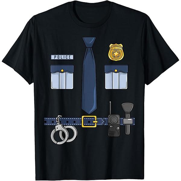 Kids Adult Police Costume Shirt Men Women Funny Halloween T-Shirt 4T