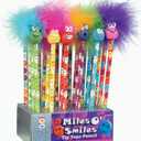 Raymond Geddes Miles O'Smiles Tip Topz Number 2 Pencils For Kids With Pencil Toppers (Pack of 24)