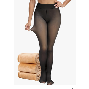 Women's Fleece Lined Tights - Fake Sheer Warm Pantyhose Thick Winter Leggings, M/L