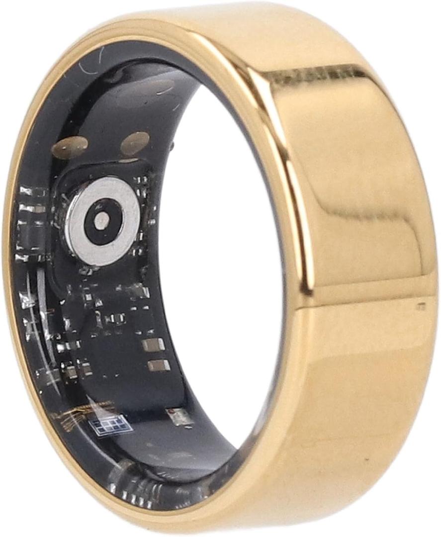 Smart Ring, Fitness Tracking Smart Ring with Charging Case, IPX8 Health Rings for Women and Men for Monitoring Remote Care (9#) (Gold)