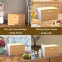MinBoo Bread Box - Bamboo Bread Box for Kitchen Countertop, Large Capacity Kitchen Countertop Organizer Storage Bread Container Keep Fresh 14.1"x9"x8.3" (Need Assembly) (white&Bamboo)