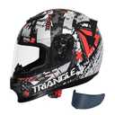 Kids Full Face Motorcycle Helmet, DOT Approved Youth Street Bike Sport Helmet with 2 Visors (Clear & Tinted), Adjustable Straps Protective Gear for Teens XL