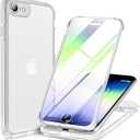 Miracase for iPhone SE Phone Case 3rd/2nd Generation 2022 2020 Full-Body with Built-in Glass Screen Protector, Heavy Duty 360 Protective Shockproof Bumper Cover for iPhone 8/SE 4.7 Inch, Black