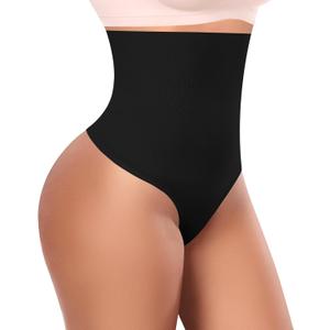 Tummy Control Thong Shapewear for Women High Waisted Body Shaper Panties Shaping Thong Girdle Underwear (Small, 02# High Waisted Black(Slimmming))