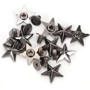 Zerodis 50Pcs Star Shape Studs Star Rivets, Metal Rivet Studs Spikes Star Studs and Spikes Metal Leather Craft DIY for Shoes Bags Clothing Decoration (Silver Black) 