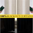 NICETOWN Oatmeal Linen Complete Blackout Curtains 48 inches for Kids Room, 2 Panels, Thermal Insulated & Noise Reducing Window Draperies with Grey Liner, Noise Reducing Short Drapes