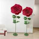 2 Set 5.6 ft Artificial Giant Roses Decoration,Wedding Arrangement,Shopping Mall Events Shop Window Display,Backdrop Arrangements Giant Flowers (Red B)