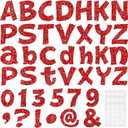 Colarr 216 Pcs Glitter Bulletin Board Letters for Classroom Numbers Alphabet 4 Inch Poster Board Letters with Adhesive Dots Punctuation Symbols Cutout Bulletin Display School Decor(Red)