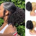 12inch Short Marley Hair Drawstring Ponytail Brown Black 4C Afro Puff Bun Braiding Hair Ponytail Synthetic Afro Kinky Curl Pony Tail Hair Piece for Black Women - 2#