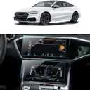 LANTU Car Screen Protector for 2019-2024 Audi A6 A7 Q8& 2020-2024 Audi Q7 Accessories Upper&Lower Navigation Touchscreen Protector Film Tempered Glass HD Clear Anti-Glare (Transparent)