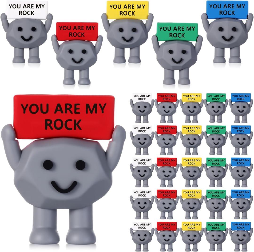 Gejoy 25 Pcs Mini Rubber Stone Toys Positive Gifts Mini You are My Rock Decorations and Encouragement Birthday Motivational Gifts for Colleague Staff Teacher