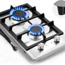 12 Inch Gas Cooktop, 2 Burner Gas Stove, 304 Stainless Steel