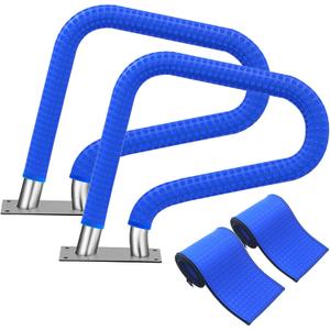 Pool Handrail Covers with Zippers 4 6 8 10 Ft Inground Swimming Pools Hand Rail Cover, Anti-Slip Cool Touch Heat Resistant, Blue, Non Slip Swim Pool Railing Ladder Stair Handle Grip (8 Feet 2 Pcs)