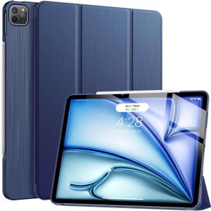 Soke Case for iPad Air 13 Inch (M3/M2) 2025/2024,iPad Pro 12.9 2022 2021(6th 5th Generation) - [Slim Trifold Stand + Auto Wake/Sleep],Protective Hard PC Back Cover (Navy)