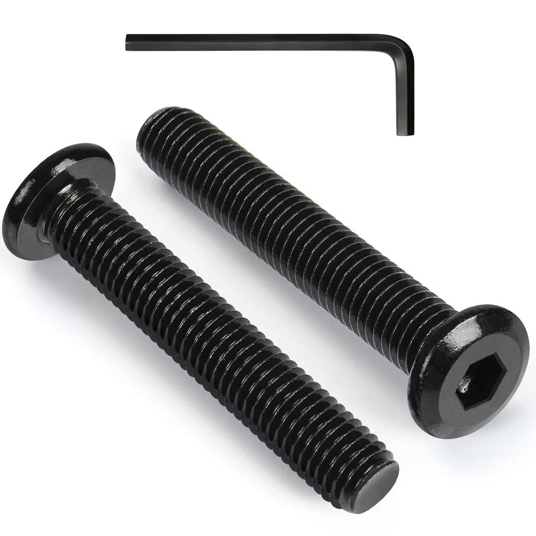 M6-1 x 40 mm 35pcs Flat Head Hex Socket Cap Screws Metric M6 Bolts, 304 Stainless Steel 18-8, Black Zinc Plated, Full Thread, with Hex Spanner