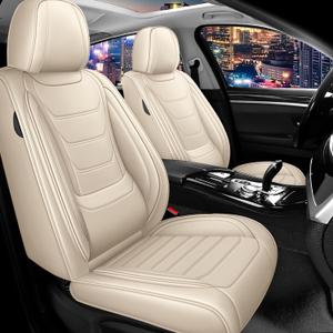 Car Seat Cover Full Set for Lexus RX350 Seat Covers 2007-2025, Nappa Leather Waterproof Seat Covers for Cars, Airbag Compatible, Universal Automotive Seat Covers(Standard Front Row/Beige)