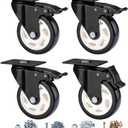 Heavy Duty Locking Caster Wheels with Brake, Non-Marking Swivel Casters Set for Cart & Furniture, 4 Inch Set of 4 / Black