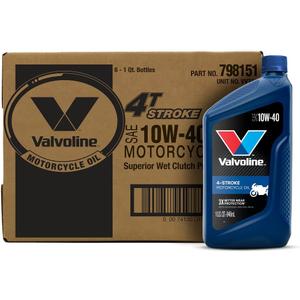 Valvoline 4-Stroke Motorcycle SAE 10W-40 Motor Oil 1 QT, Case of 6