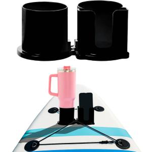 Paddleboard Cup Holder, Kayak Drink Holder for Paddle Board Cup and Phone Holder, Sup Surfboards Canoes Kayak Paddle Board Accessories for Types of Cup Bottle Drink (Black)