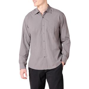 Amazon Essentials Men's Long-Sleeve Casual Poplin Shirt (Gray, L)