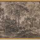 InSimSea Framed Canvas Prints Vintage Decor, Sketch Dark Moody Forest Brown Trees Landscape Paintings Wall Art, Large Countryside Farmhouse Hanging Wall Decor for Living Room Bedroom, 24x36inch