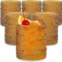 Kate Aspen Beaded Amber Drinking Glasses Set of 6-10 oz Vintage Glassware Set Jupiter Glasses, Cocktail Glass Set, Juice Glass, Water Cups Hostess Gift, Present, Gift for Newlyweds
