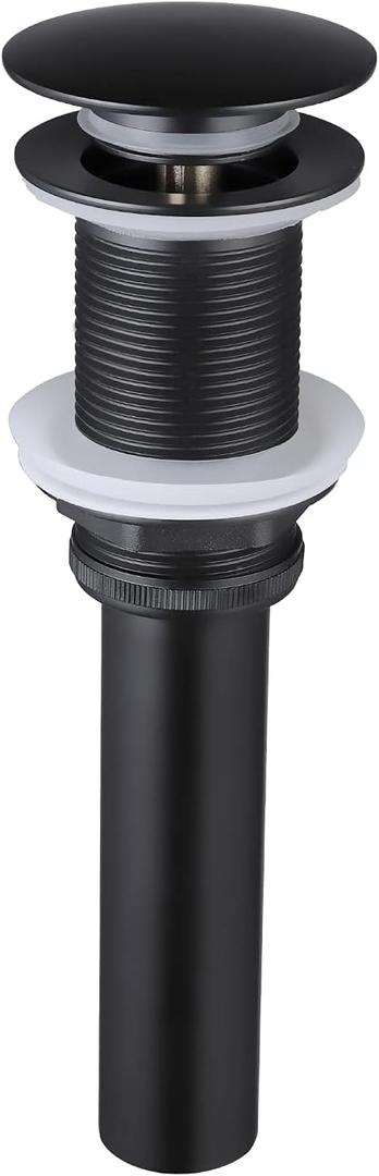 KES Bathroom Sink Drain Without Overflow Vessel Sink Lavatory Vanity Pop Up Drain Stopper Matte Black, All Metal Rustproof Brass and 304 Stainless Steel, S2008D-BK,Matte Black, NO Overflow, 1 Pack